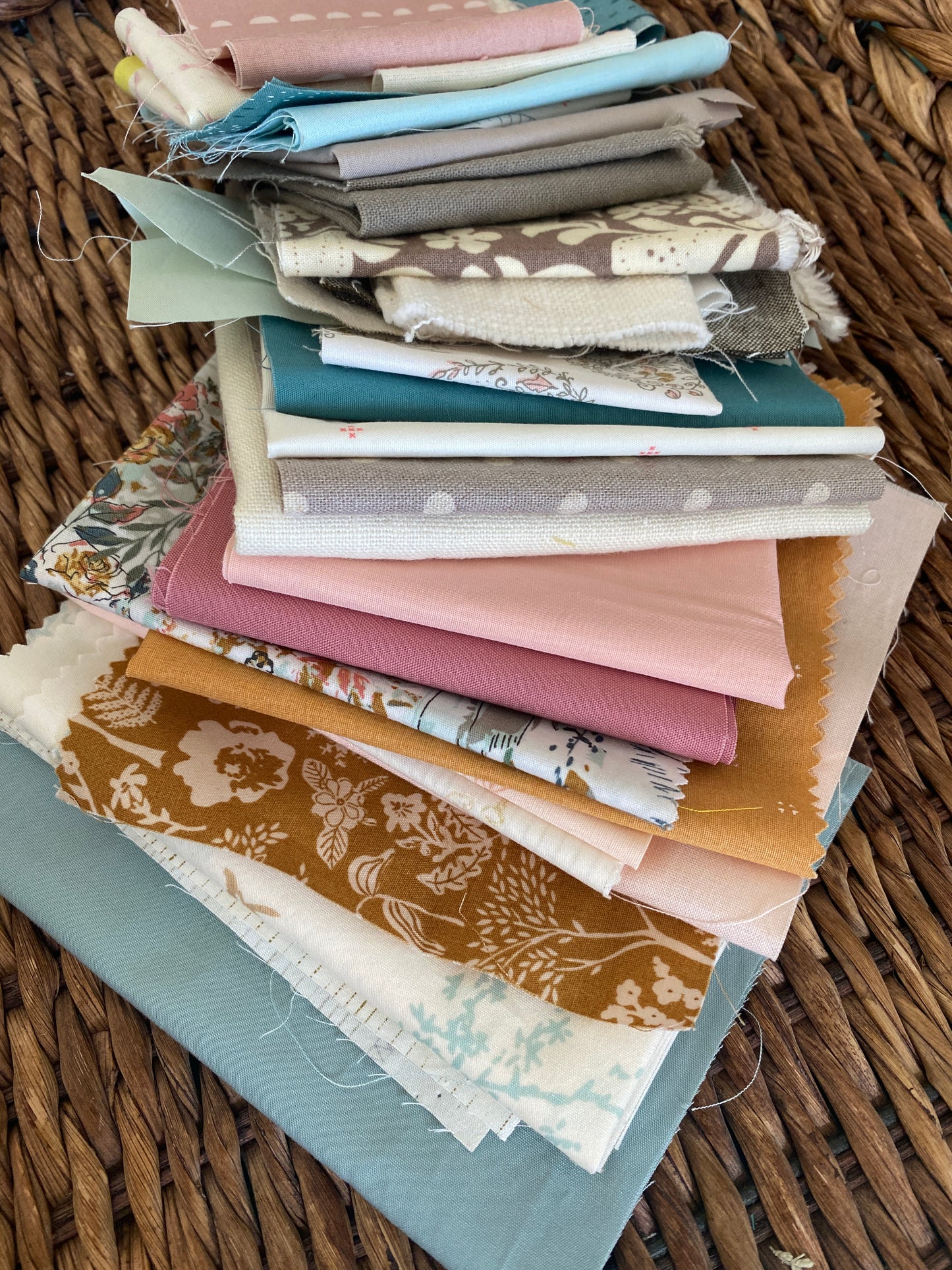 Dusty Rose and Brown Curated Scrap Fabric Bundle