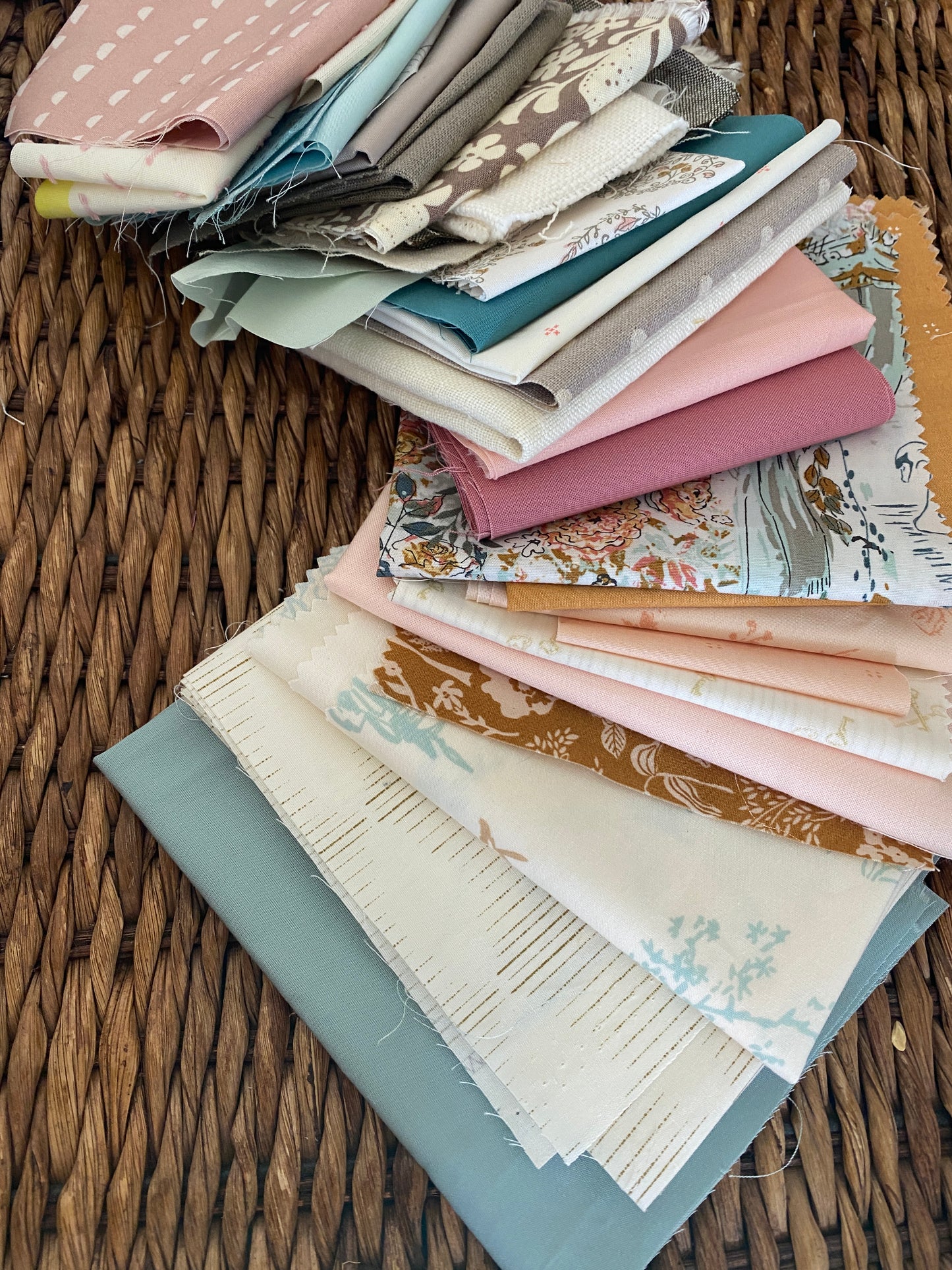 Dusty Rose and Brown Curated Scrap Fabric Bundle