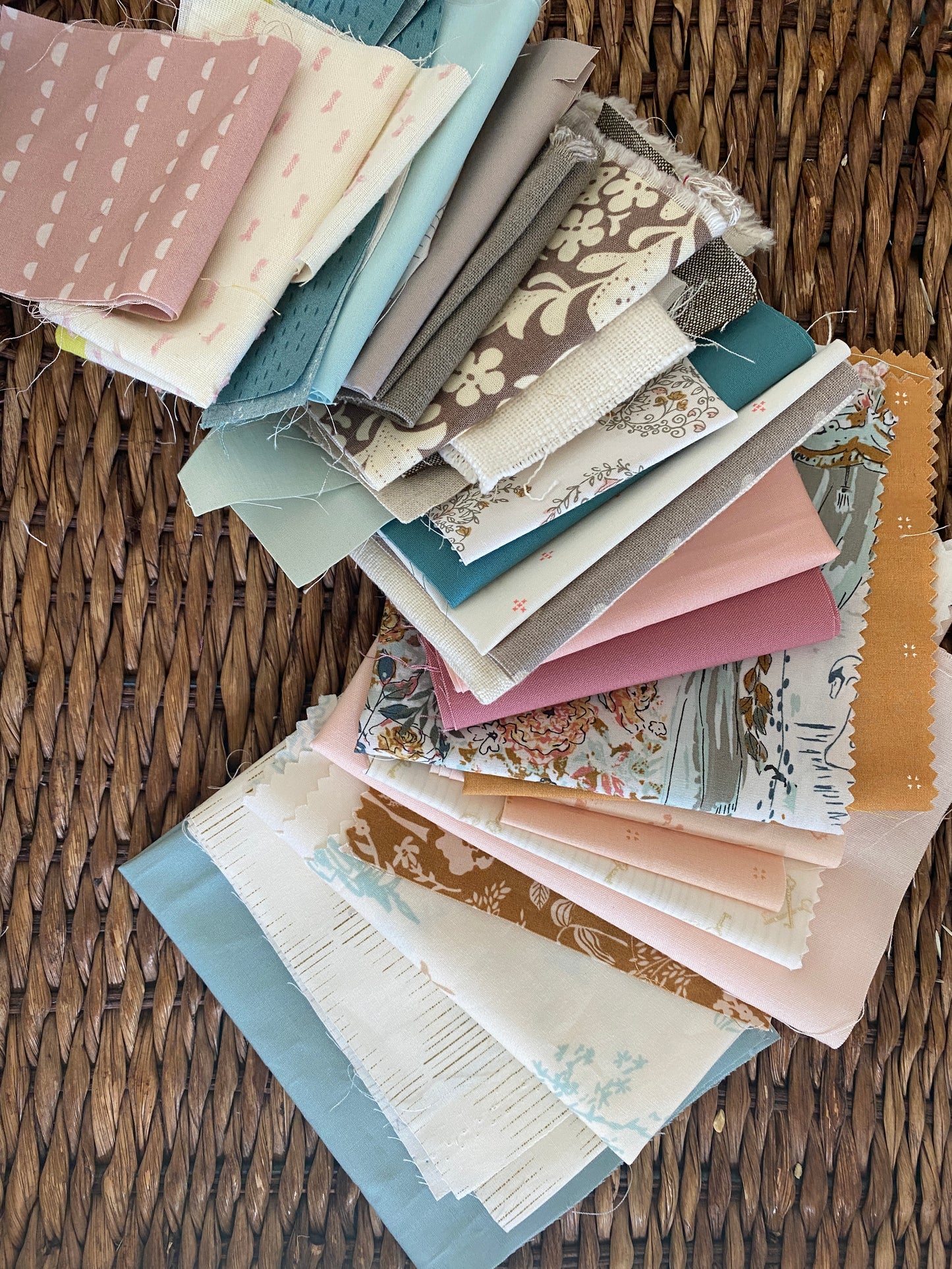 Dusty Rose and Brown Curated Scrap Fabric Bundle