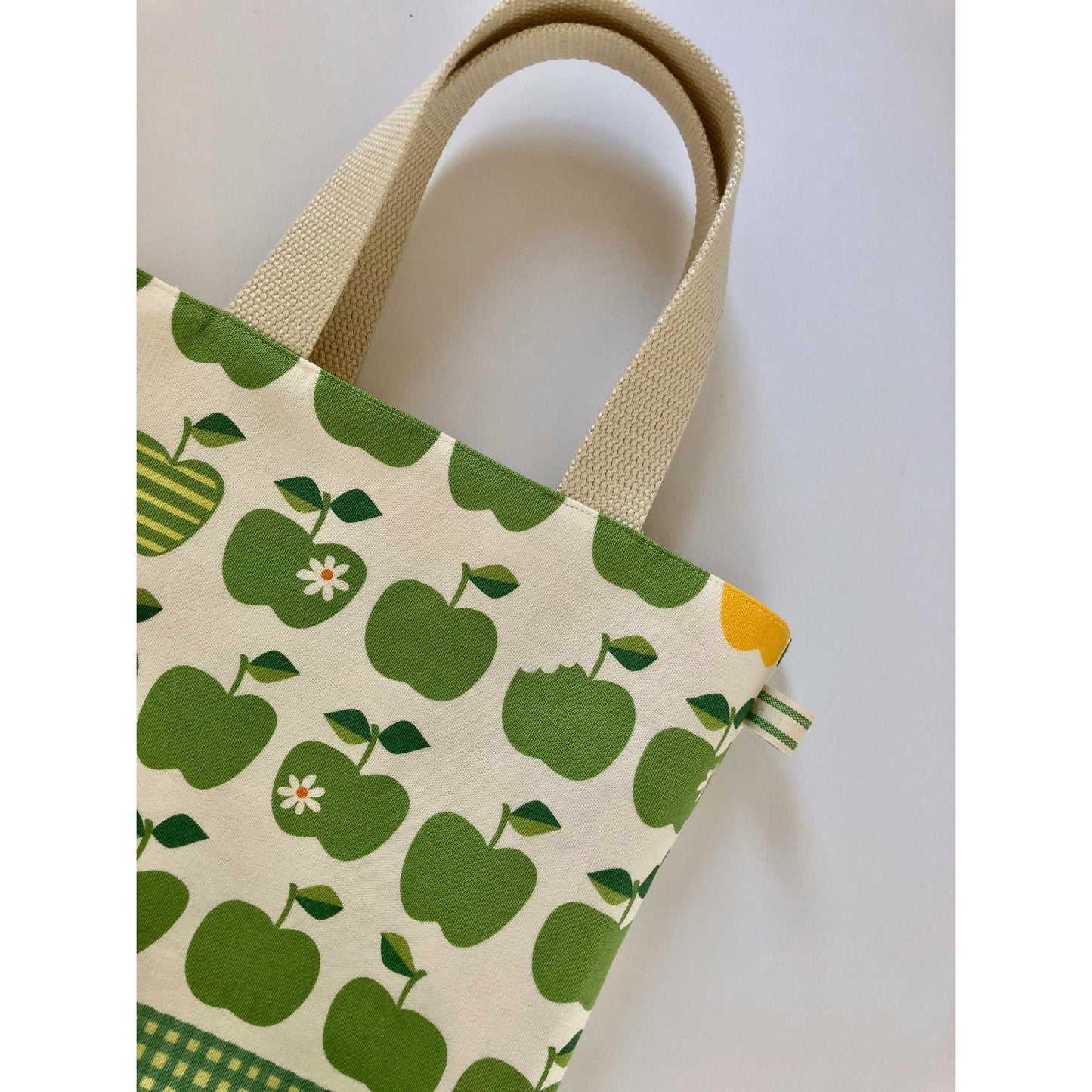 Small, handmade, fully lined tote bag with high end designer Japanese fabric and convenient glasses storage loop-THE RUTHIE