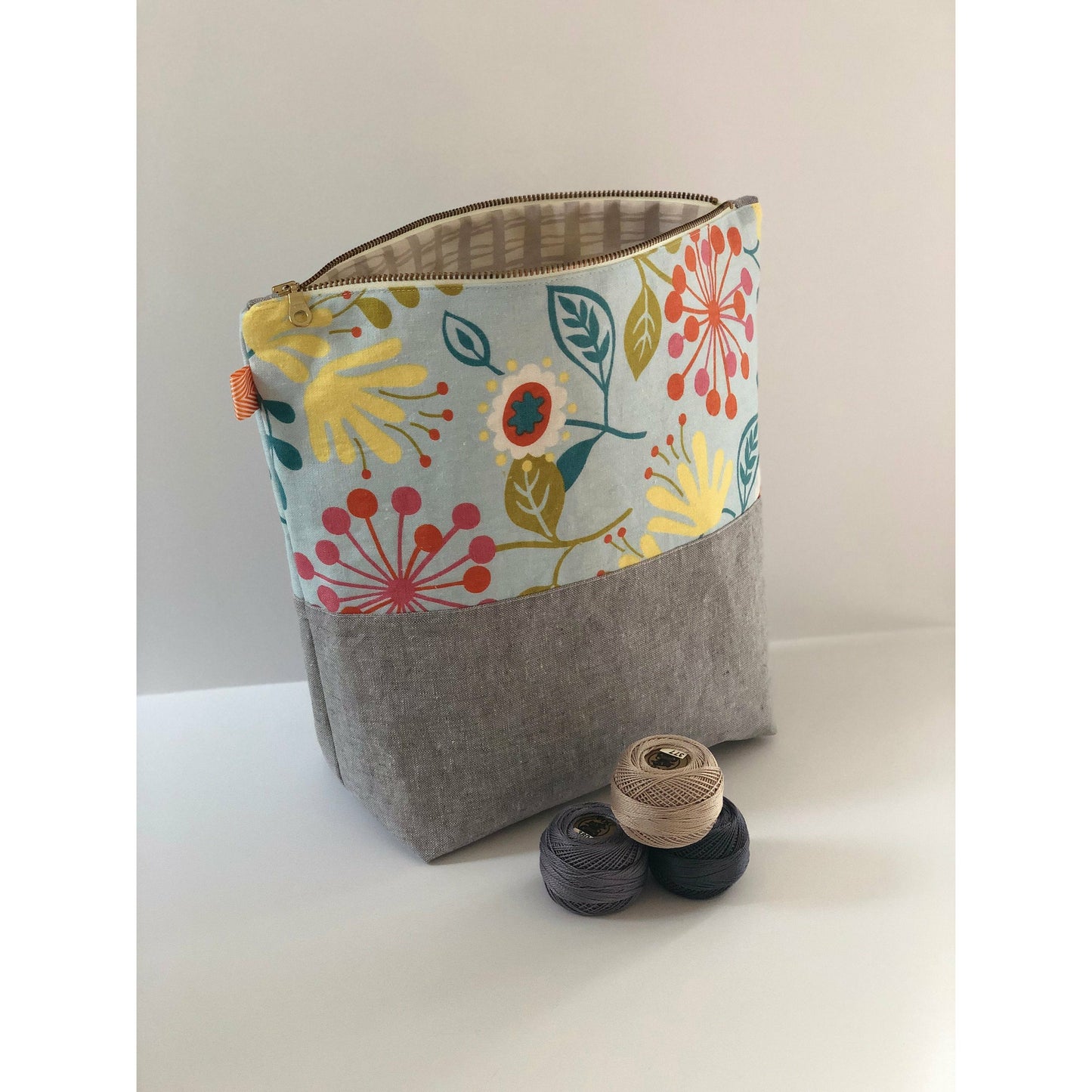 Project Bag, Knitting Bag, Multi Purpose, Large Size with YKK Metal Zipper- THE SOPHIA