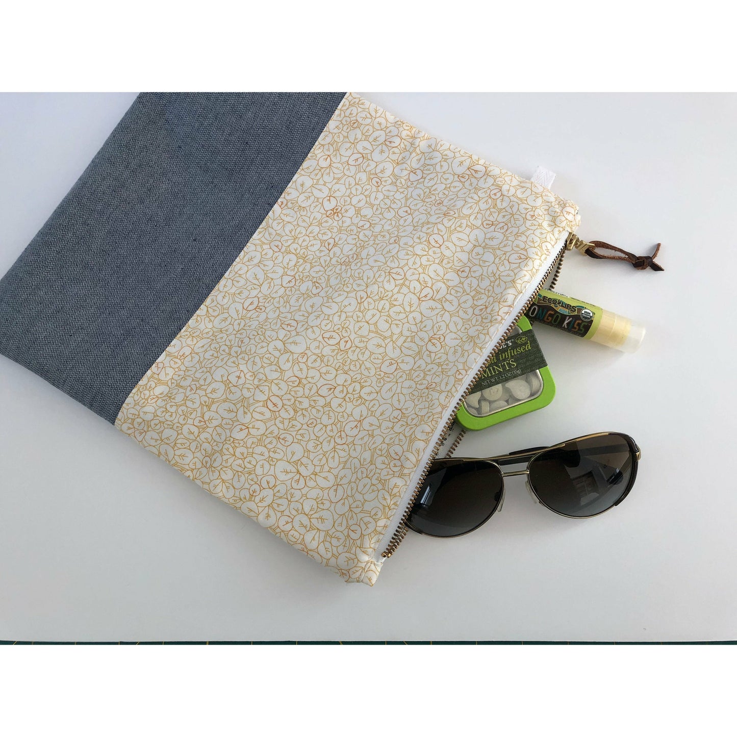 Handmade Modern Foldover Clutch Purse- The Amelia, with Leather Trim and Designer Fabrics