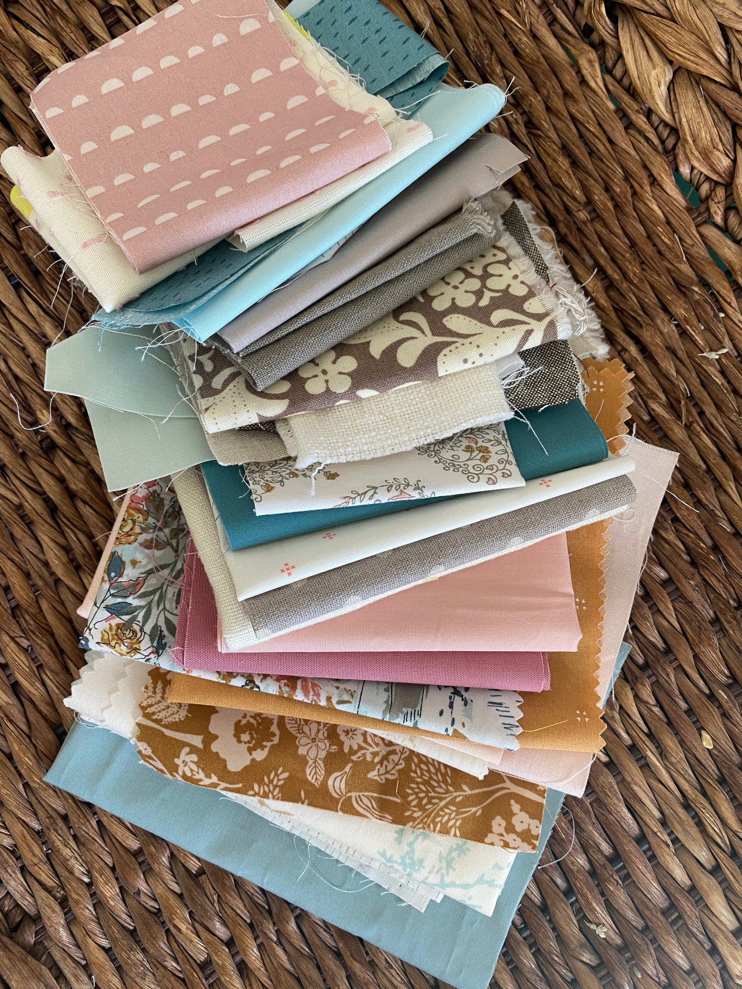 Dusty Rose and Brown Curated Scrap Fabric Bundle