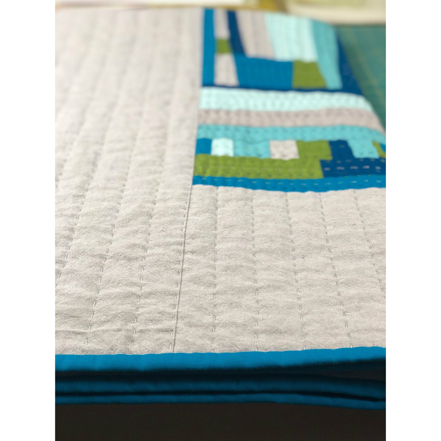 Handmade Quilt- Cotton and Linen, Hand Quilted