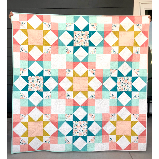 Handmade Journey Home Quilt- Throw size, 100% Cotton, Professionally Quilted