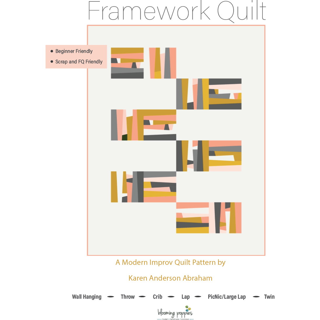 Blooming Poppies Framework Quilt Pattern