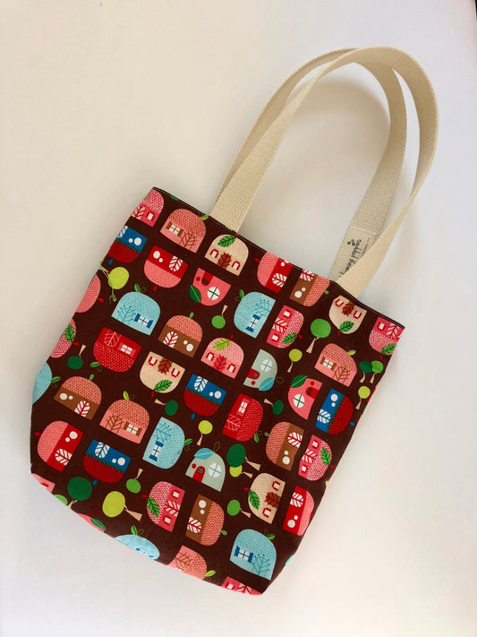 Small, handmade, fully lined tote bag with charming, quirky print- THE RUTHIE