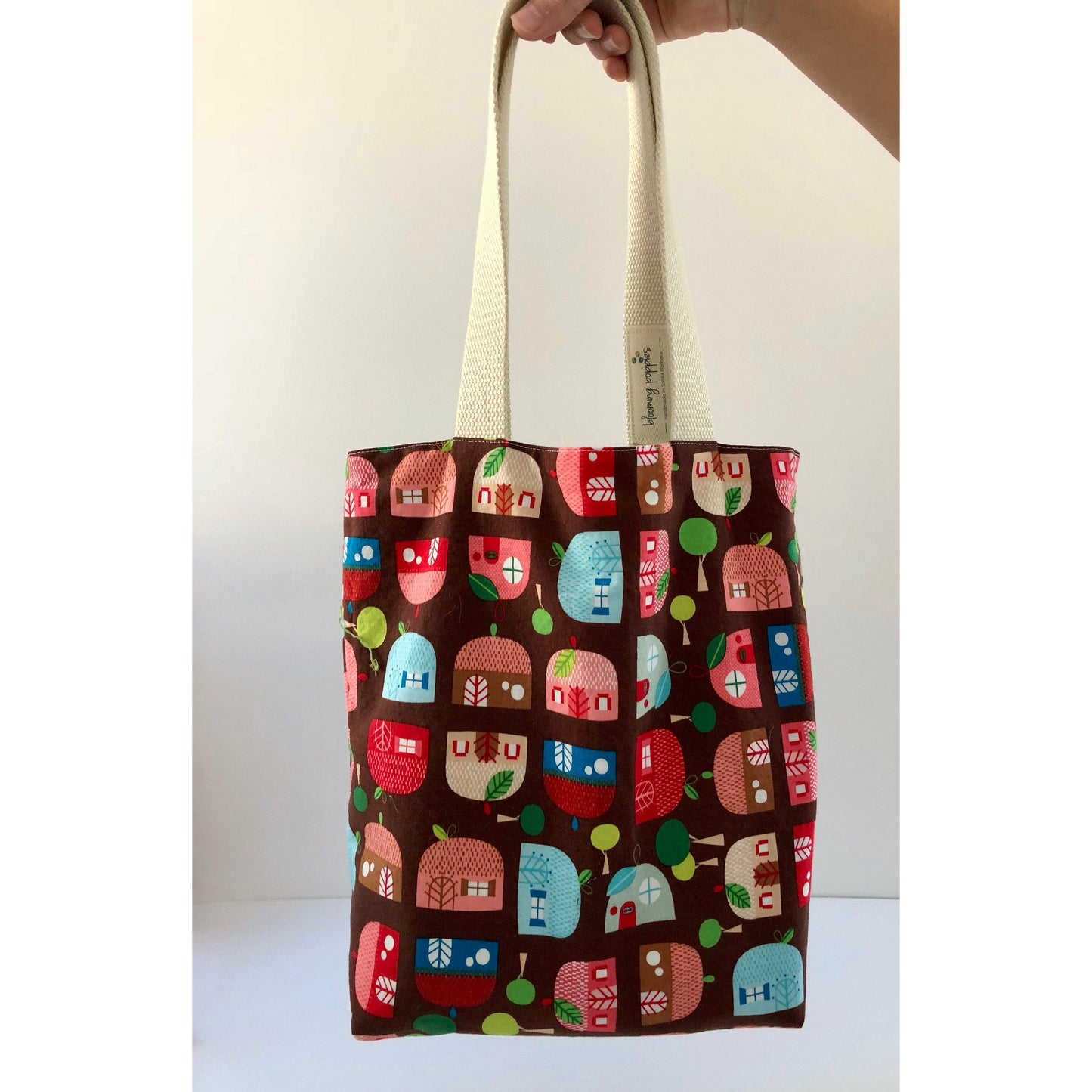 Small, handmade, fully lined tote bag with charming, quirky print- THE RUTHIE