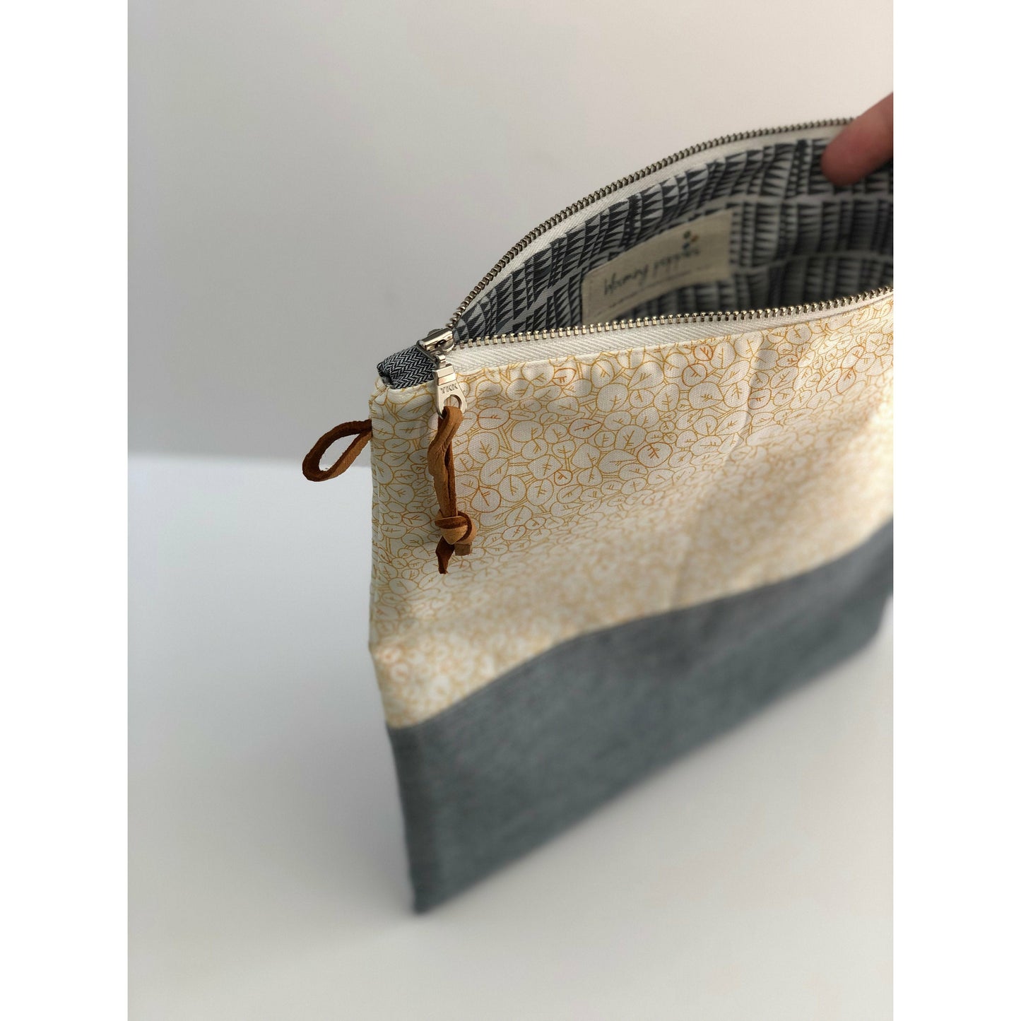 Handmade Modern Foldover Clutch Purse- The Amelia, with Leather Trim and Designer Fabrics