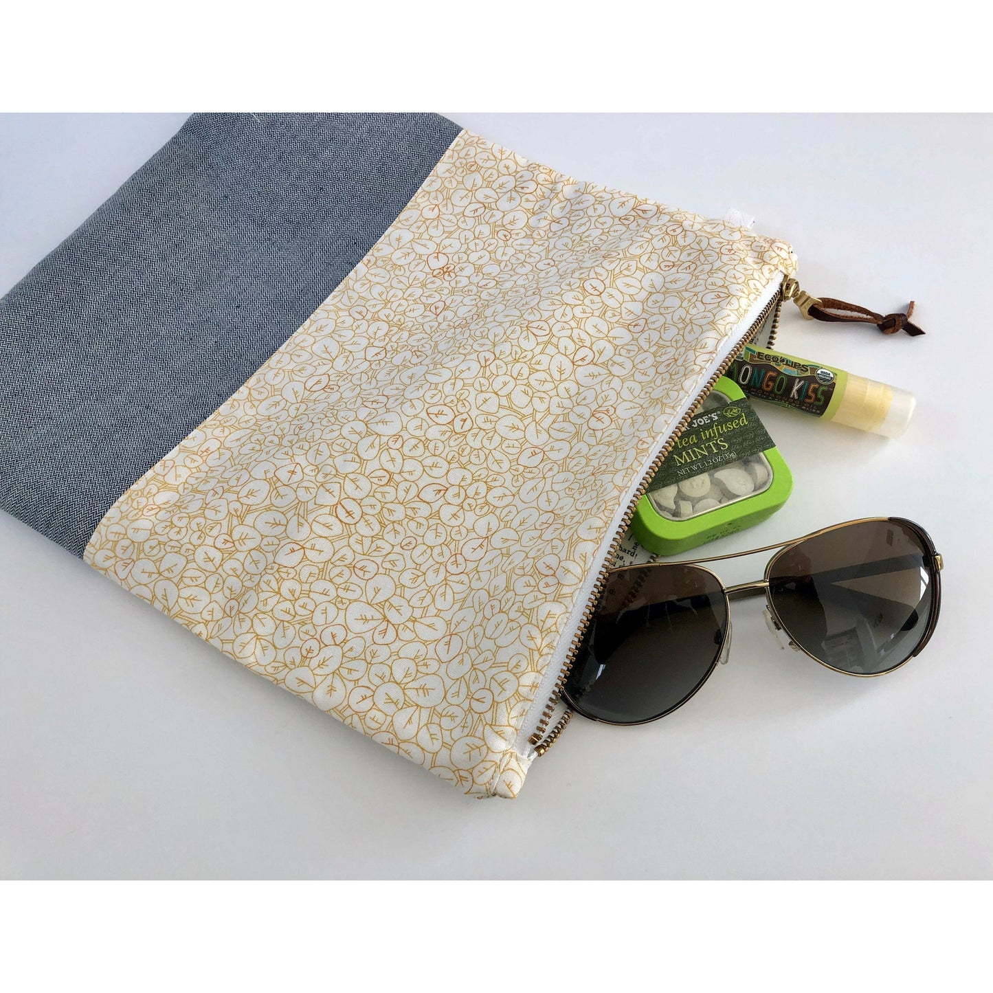 Handmade Modern Foldover Clutch Purse- The Amelia, with Leather Trim and Designer Fabrics
