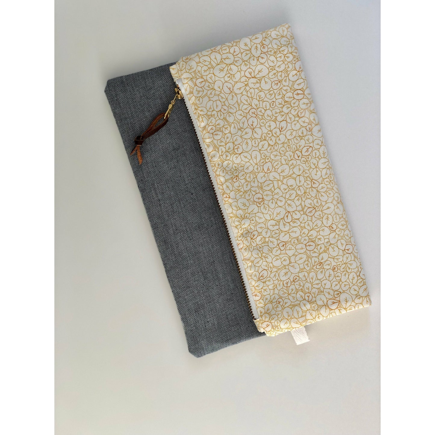Handmade Modern Foldover Clutch Purse- The Amelia, with Leather Trim and Designer Fabrics