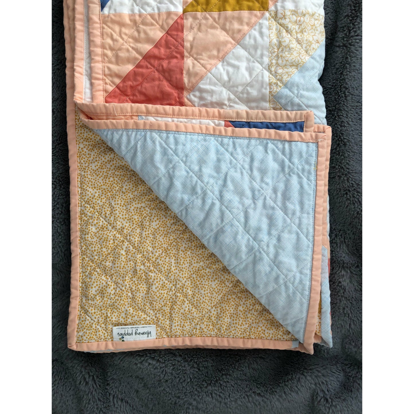 Modern Handmade Small Lap/Crib Quilt 100% Cotton 48 x 48"