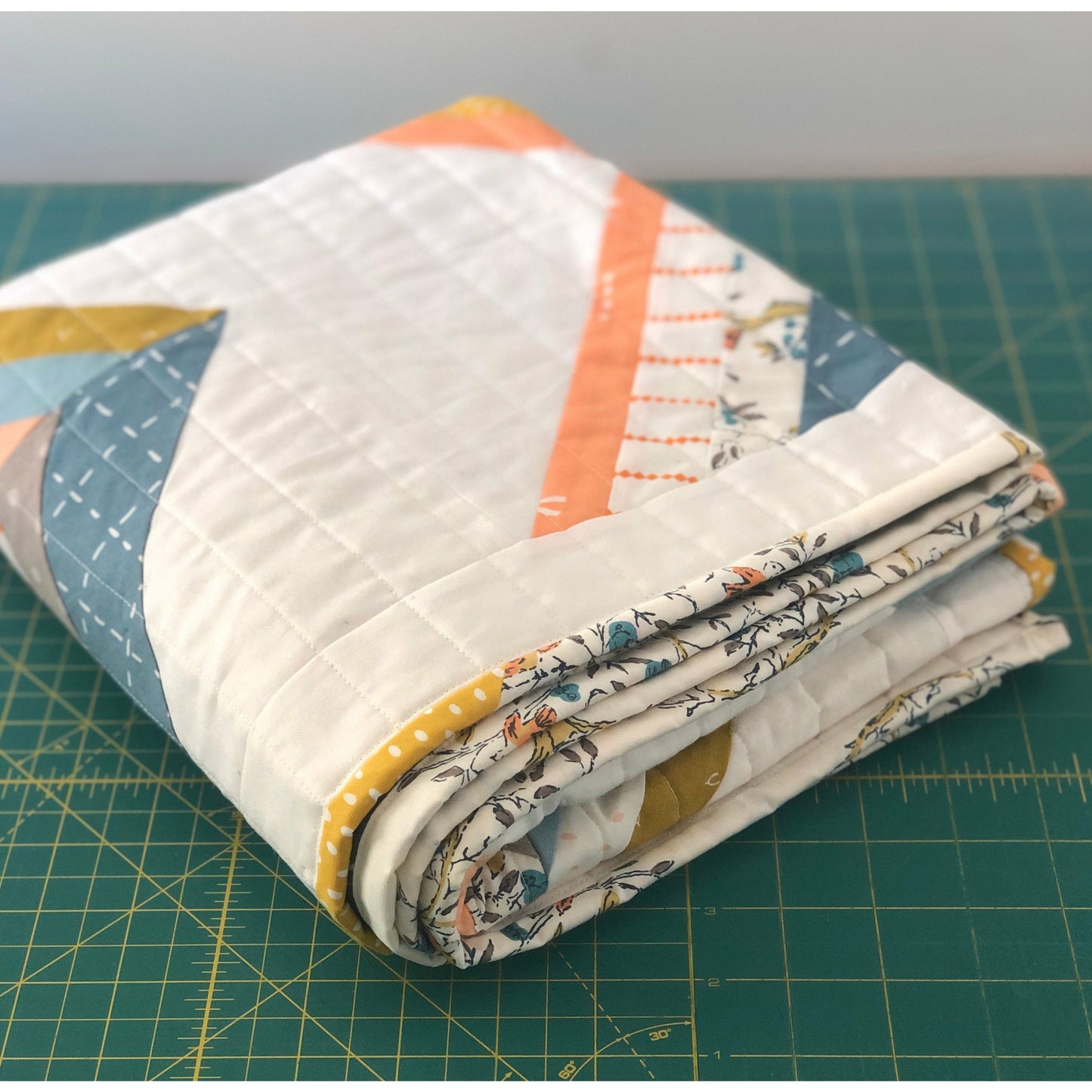 Modern Handmade Crib Quilt- 100% Cotton  The Bodhi Quilt